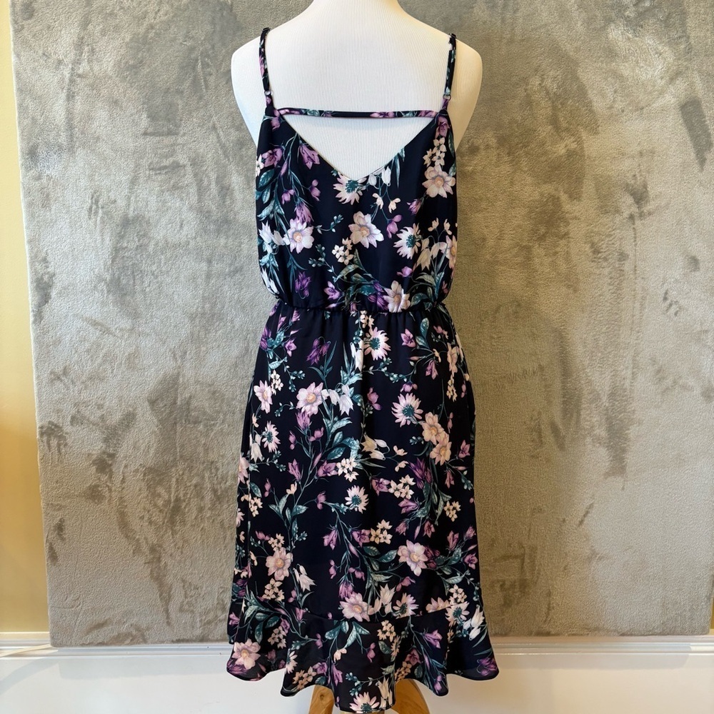 Floral Feminine Ruffle Date Night Coquette Spaghetti Strap Dress Sz S - Picture 5 of 9